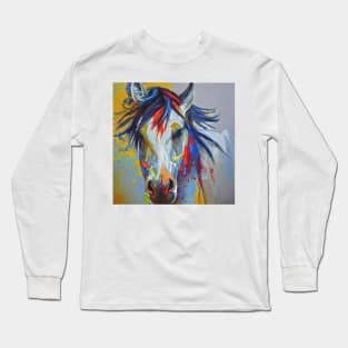 Colorful sketch of a horse`s head Long Sleeve T-Shirt